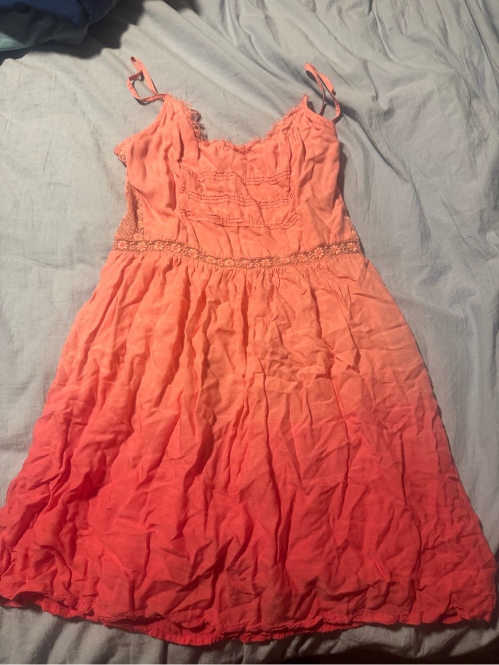 Hollister Girls Coral to Pink Ombre Sundress with Lace Waist